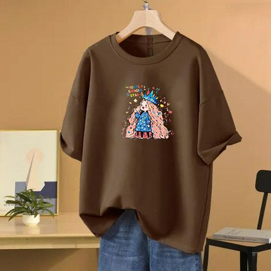 Women's White Cotton Round Neck Short Sleeve T-shirt, Summer 2026 Loose Fit, Versatile Fashion Top