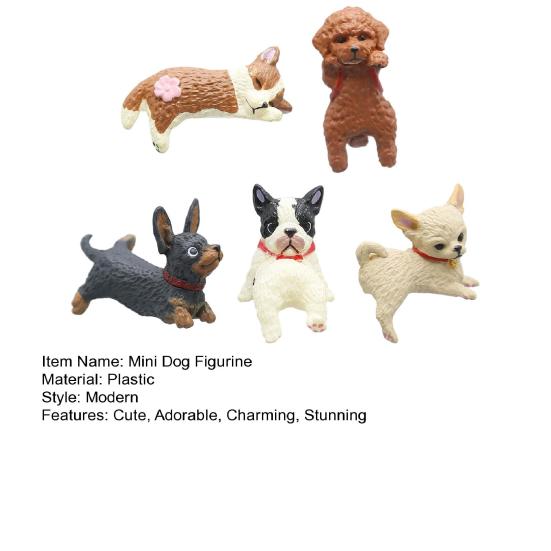 5 Pcs Mini Cute Dog Computer Monitor Decor Plastic Dog Figurine Car Dashboard Accessories for Office Desk PC Decoration