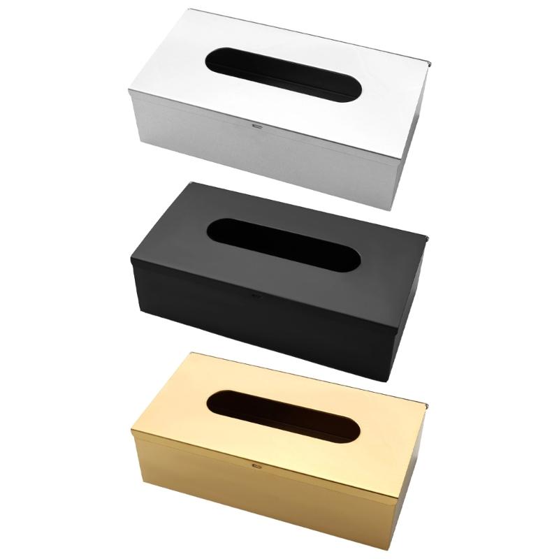 Wall Mount Tissue Box Metal Storage Case, Rectangular Pull Out Tissue Holder for Bathroom Kitchen and Dining Use