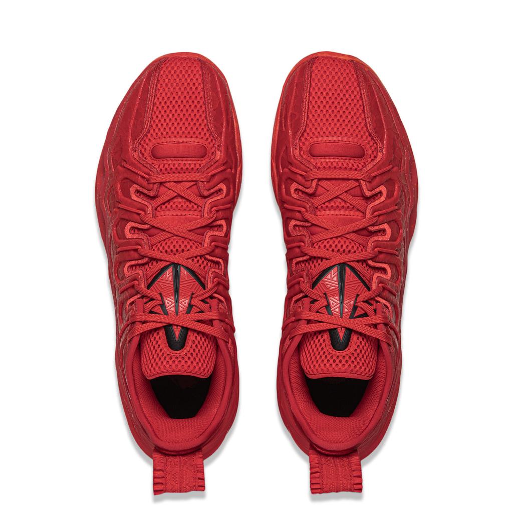 Li Ning Buckets Dämpfung Rutschfest Atmungsaktiv Niedrig geschnittene Basketballschuhe Herren Rot ABAV051-7