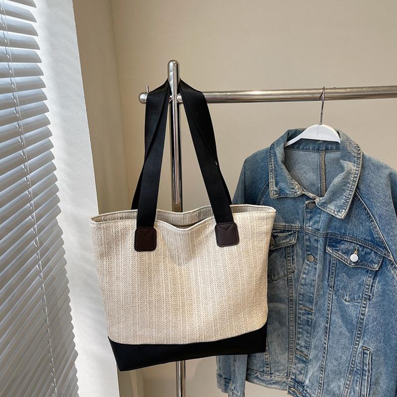 Outdoor Vacation Women's Simple Casual Versatile Beach Woven Tote Bag Fashion Trendy Large Capacity Commuting Storage Bags AVE