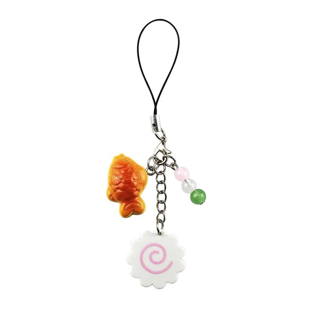 Japanese Fish Cake Keychain Pink Squid Roll Dango Phone Charm Food Taiyaki Pendant Friends Gift