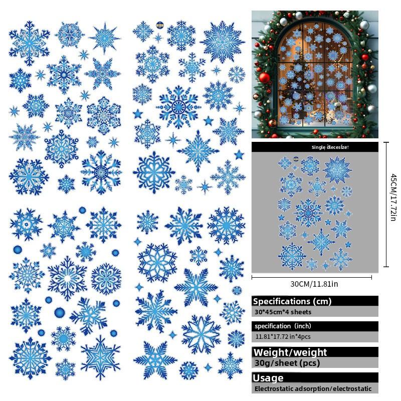 

Рождественские украшения в виде синих снежинок, Праздничные композиции, Электростатические наклейки на стеклянную дверь