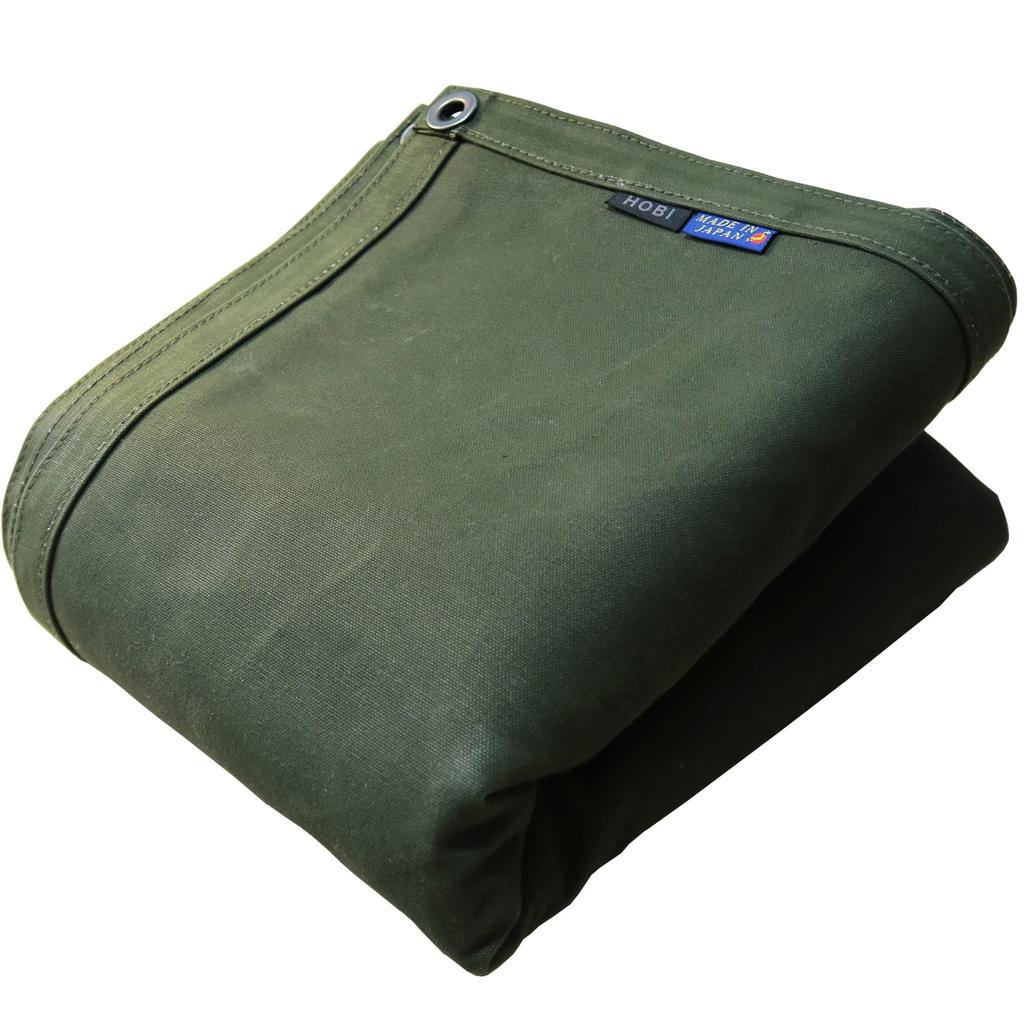 HOBI in Survive Sheet DL x 175 Ground Premium Canvas Strong Waterproof Paraffin Coating and Thick Sheet with 8 Perfect for Solo Front Military Olive