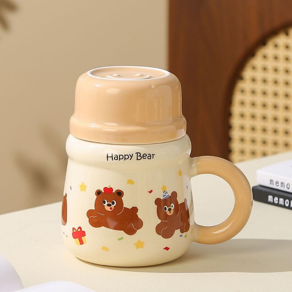 Creative and Cute Bear Ceramic Cup Large Capacity Household Water Cup High Appearance Level Mug Girls' Gift and Souvenir