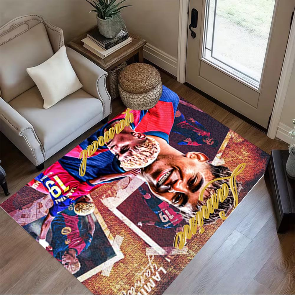 Lamine Yamal's Spanien Fußball Legende Teppich Perfekt für Schlafzimmer Esszimmer Wohnheim Außenbereich Rutschfester Teppich Anime Büro Dekoration Am besten für Weihnachten