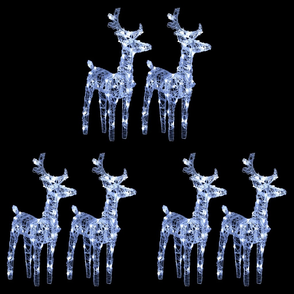 LED Reindeer Set 6 Pcs. Cold White 240 LEDs Acrylic