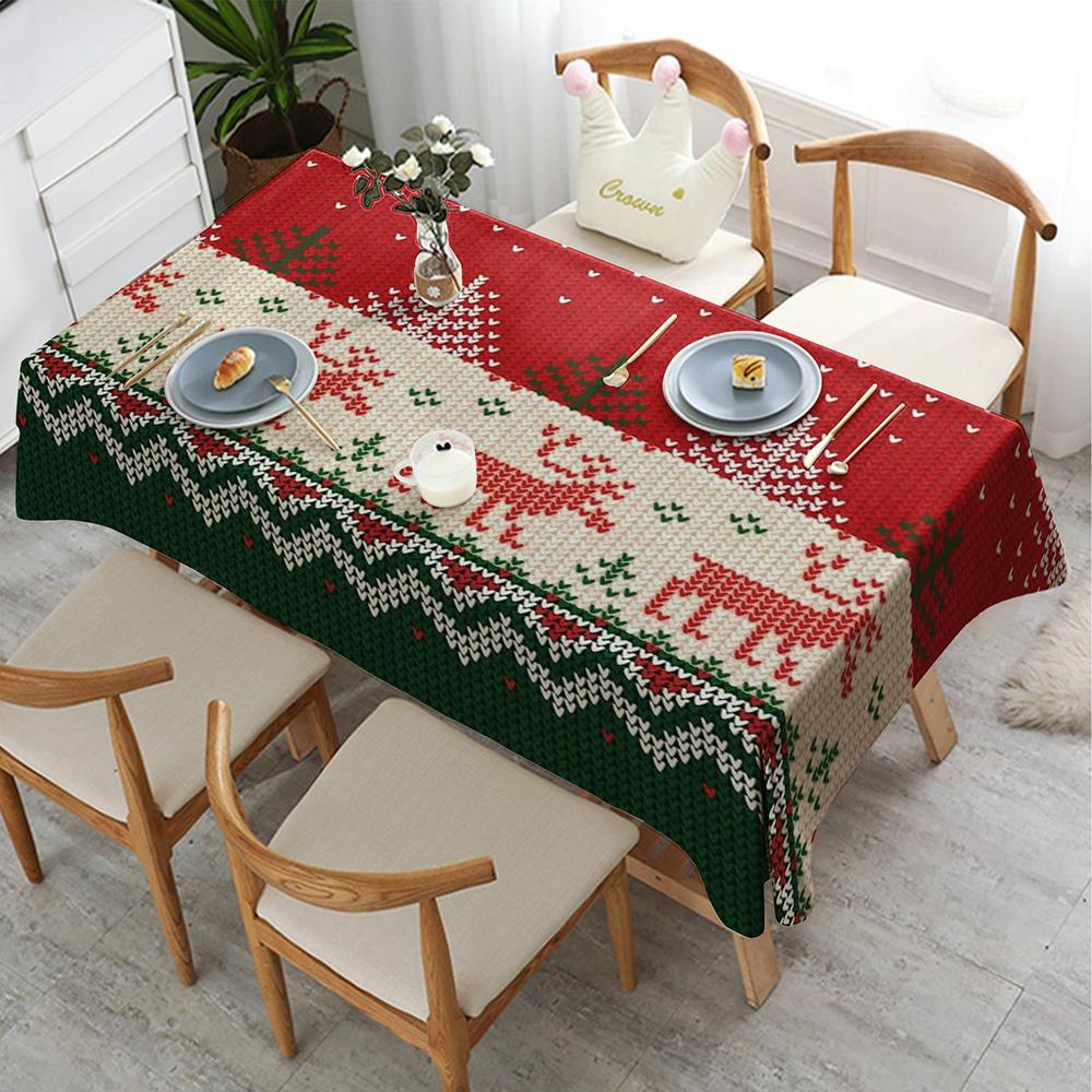 Festive Red Christmas Tableclothkitchen Restaurant Tablecloth Outdoor Picnic Tablecloth Holiday Party Decoration