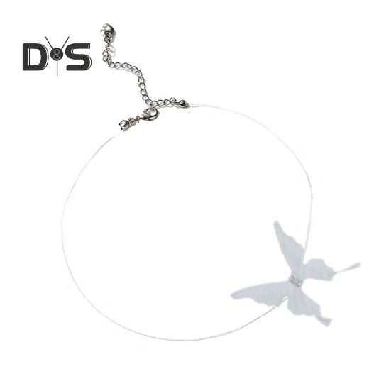 

Ожерелье-чокер в виде бабочки, бохо, невидимая цепочка, бабочка, фея, чокер, прозрачная леска, ожерелье для женщин и женщин белый