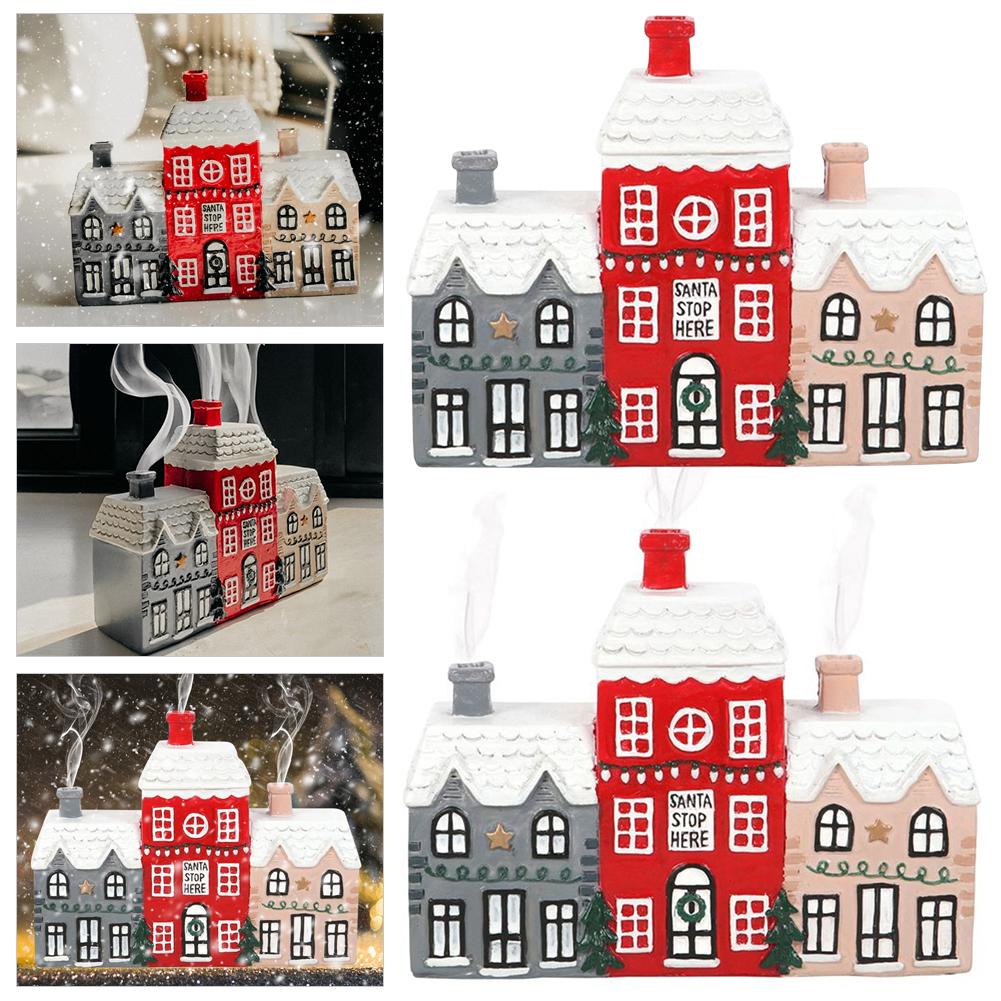 Vánoční motiv kadidelnice kadidelnice kadidelnice kadidelnice Village House figurka Stolní pryskyřice Ornament Jedinečné dárky pro ženy Muži