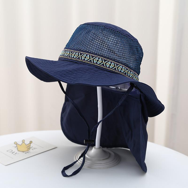 Folding Storage Children's Sunscreen Hat Summer Boys' Mesh Sunshade Big Eave Hat Shawl Hat Neck Protection