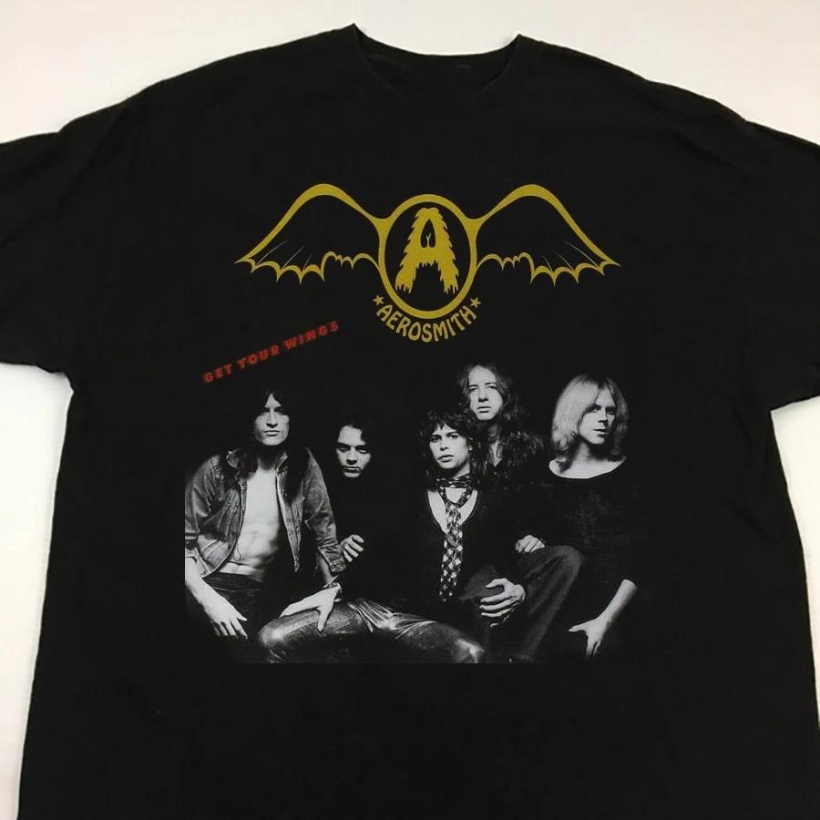 Rare AEROSMITH Get Your Wings S-234XL Unisex black Shirt E568 L