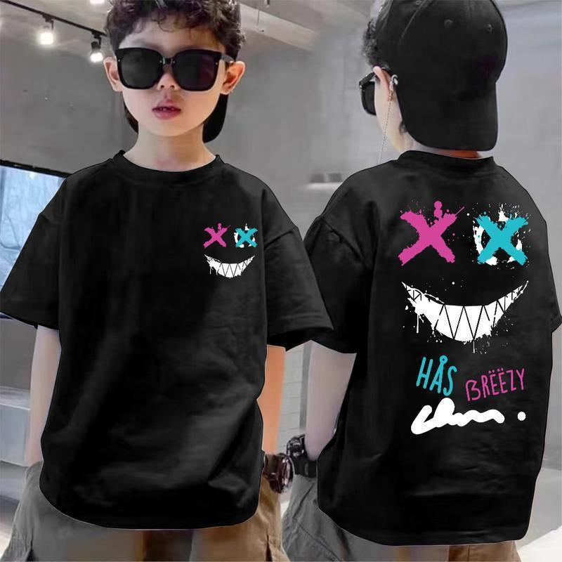 Trendiges lässiges Kurzarm-T-Shirt für Jungen - Vielseitig und stylisch für mittelgroße bis große Kinder 150cm gray