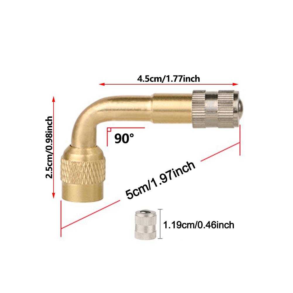 90 Degree Angle Brass Motorcycle Bent Valve Adaptor Tyre Tube Valve Extension Adapter for Car Truck Motorcycle Cycling Accessories
