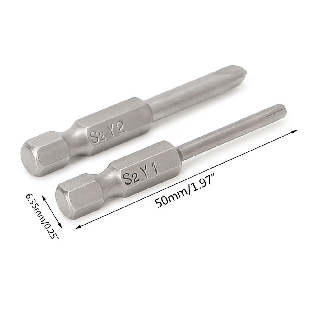 Triwing Y Tip Magnetic Screwdriver Bits Set 2 Pcs 50mm Length Steel Material