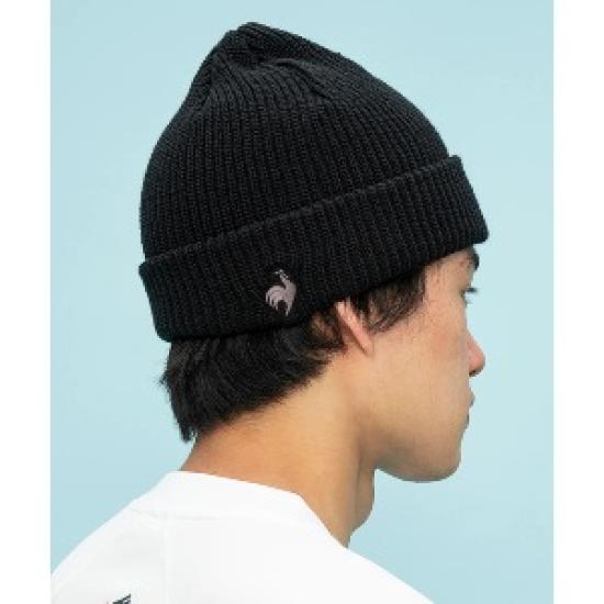 Le Coq Sportif Silicone Logo Knit Cap QMAWJC53 Black Free Size