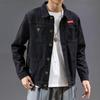 Men's Black Loose Denim Jacket - Spring/Autumn Casual Lapel Top, Trendy Youth Fashion