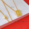 Arc de Triomphe Letter Choker: Brass Gold-Plated Small Square Tag Necklace with Initial Pendant