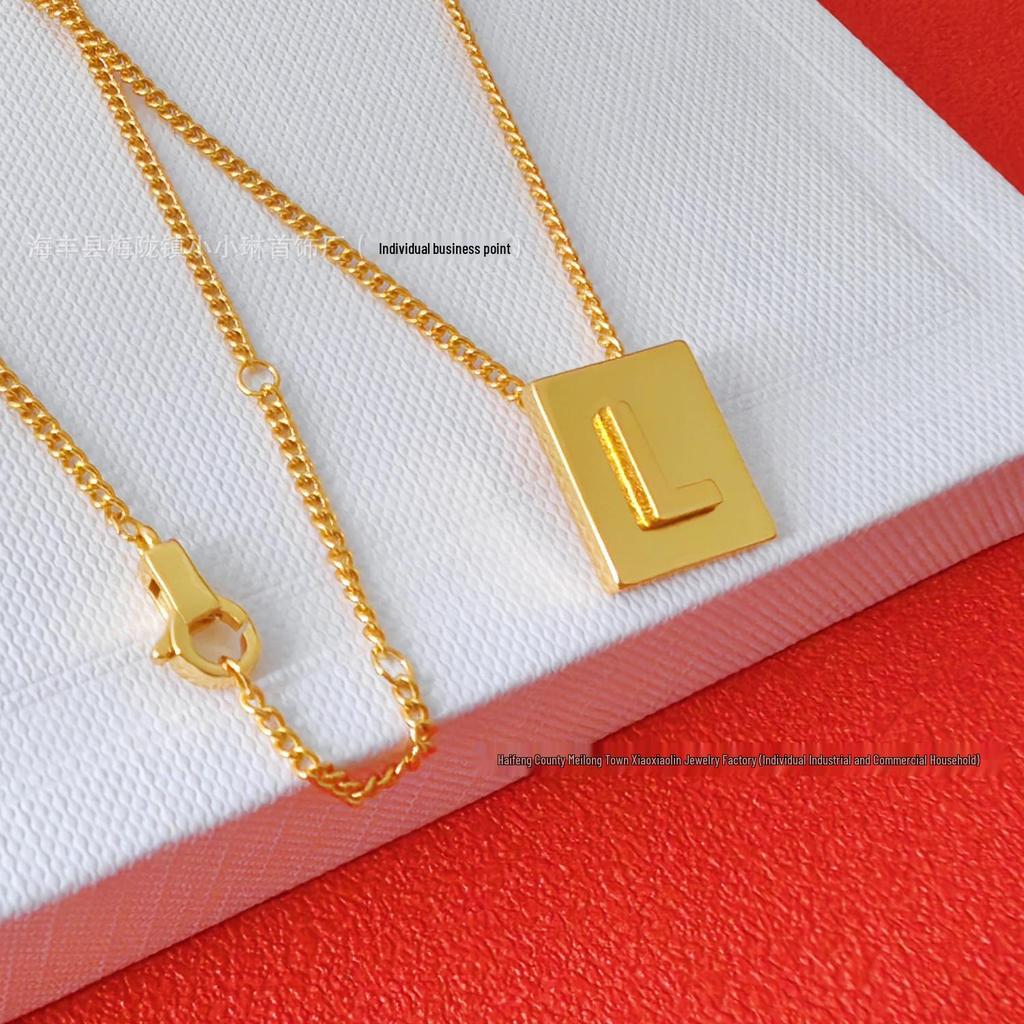 Arc de Triomphe Letter Choker: Brass Gold-Plated Small Square Tag Necklace with Initial Pendant