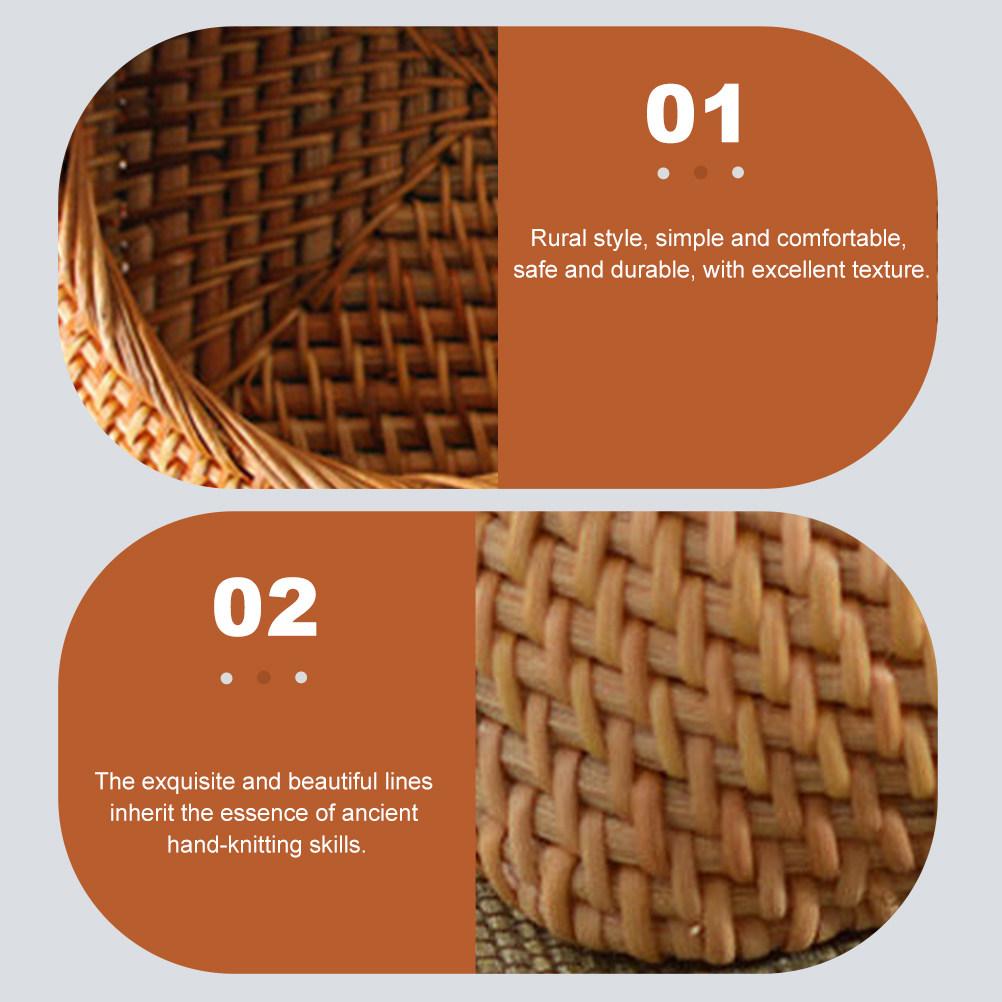 Natural Rattan Woven Tea Biscuit Container Fruit Holder Snack Serving Box Rustic Decorative Storage Basket for Tea Kitchen
