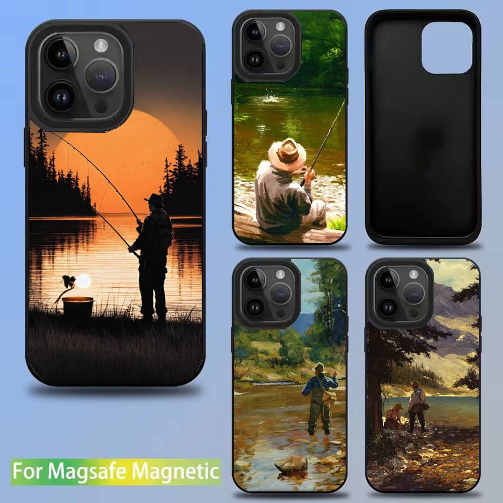 Hunting Fishing Man Phone Case For iPhone 17,16,15,14,13,12,11,Pro,Max,Plus,Mini,SE New Magsafe Magnetic Wireless Charging
