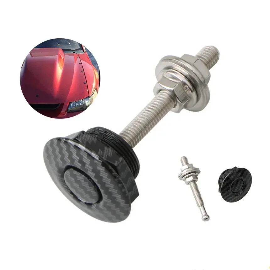 2x Carbon FiberLOOK Push Button Quick Release Hood Bonnet P Lock Clip Car Bumper Latch Kit NEW