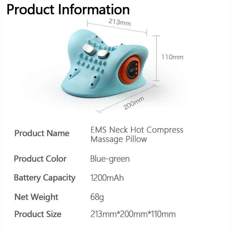 Electric Shiatsu Massage Pillow EMS Neck Massager with Heat Vibration for Pain Relief Deep Tissue
