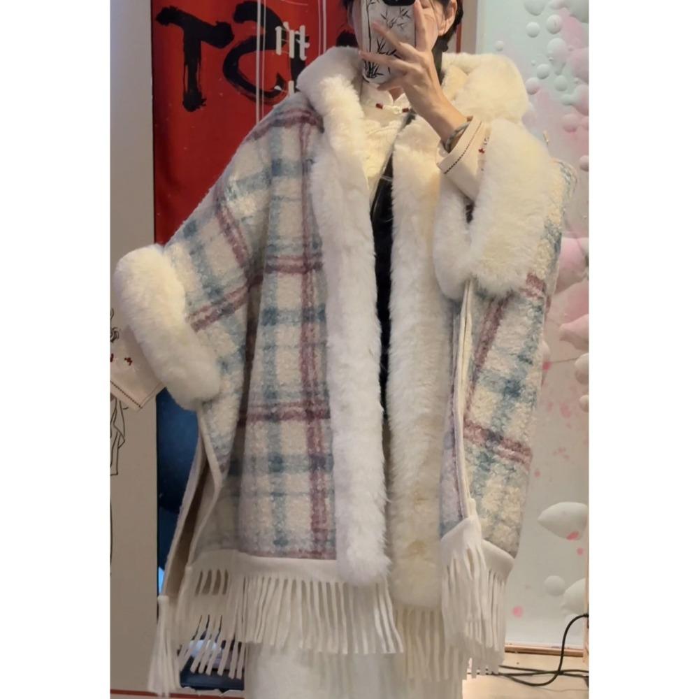 Winter Hooded Cape Poncho - Fleece Lined Extra Thick Mid-length Eco-friendly Outerwear