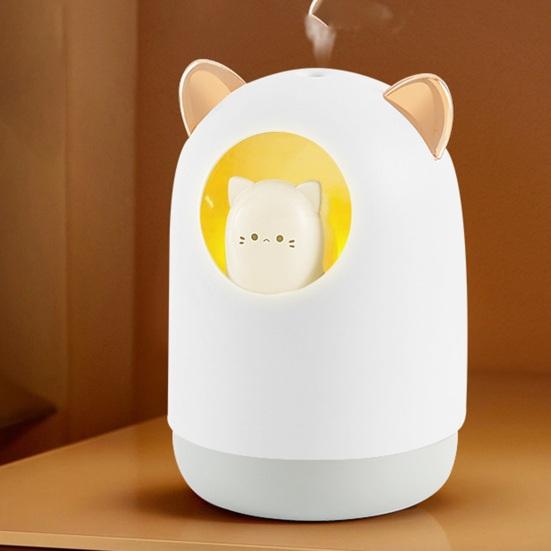 Portable Mini Humidifier 300ML Cartoon USB Cool Mist Humidifier with Colorful Lights Small Personal Desktop Humidifier with Auto Shut-Off