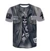 Funny   denim T shirt Men Skeleton tshirt Punk Rock Tshirt leather jacket T-shirts 3d Print T-shirt Vintage Men Clothing