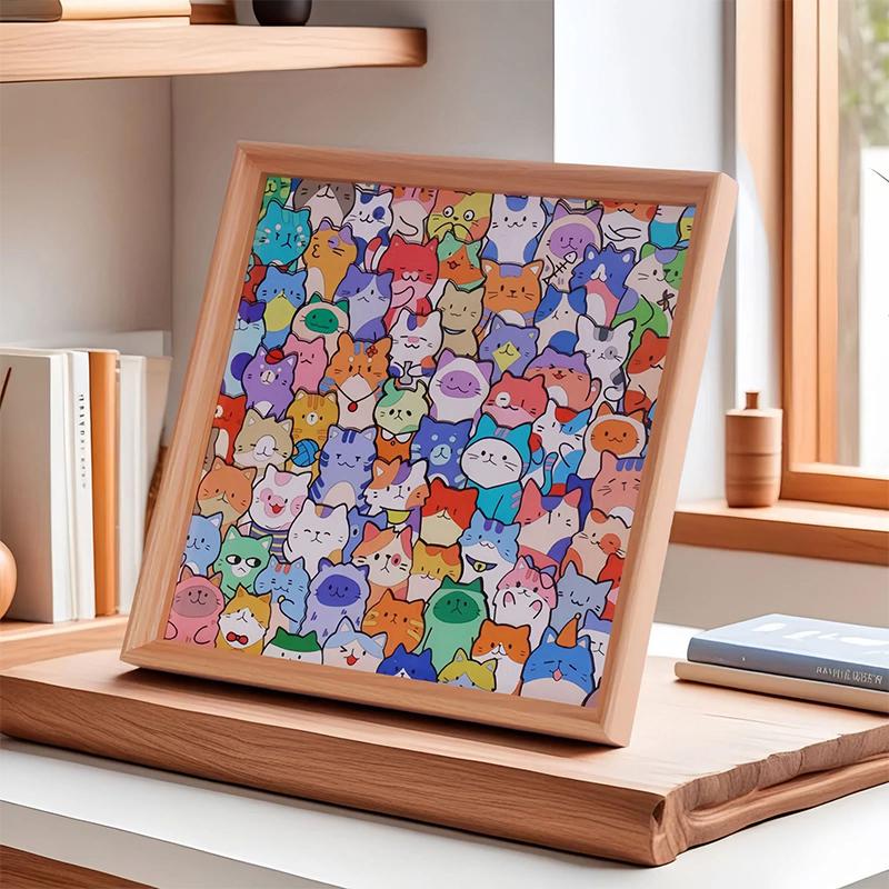 

Wooden DIY Photo Frame & Puzzle Kit Color Your Own Cat Shaped Blocks for Creative Doodling Unique Hand-Painted Gift for Kids