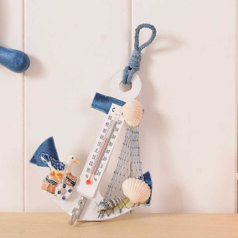 Handmade Small L-Anchor Thermometer: Mediterranean Style Children's Room Wall Decor