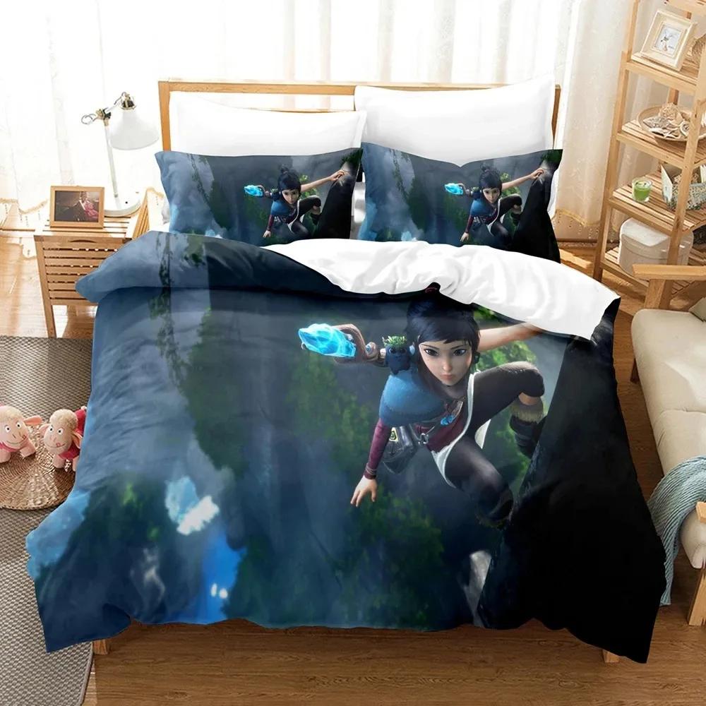 3d  Game Bridge Spirits Kena Bedding Set Duvet Cover Bed Set Quilt Cover Pillowcase Comforter King Queen Size Boys Adult