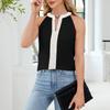 Women's Fashionable V Neck Color Blocked Vest Sleeveless Temperament Top