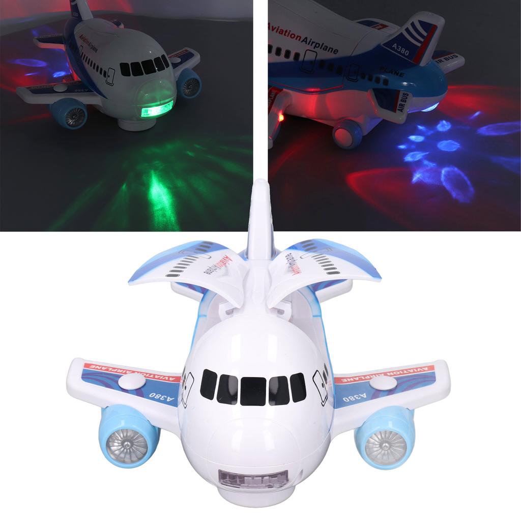 Kids Electric Airplane Toy Lights Music Openable Door High Simulated Aircraft Model with Water Mist Spray