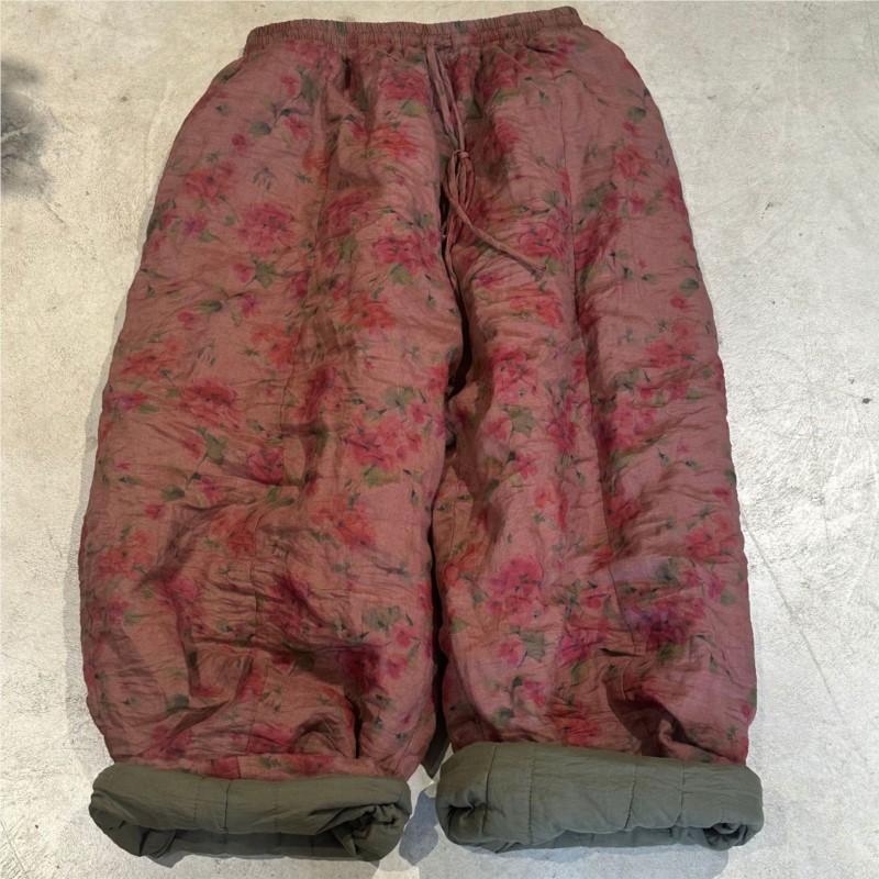 Johnature Woman Winter Niche Vintage Style Drawstring Wide Leg Pants Loose Casual Personality Retro Pants