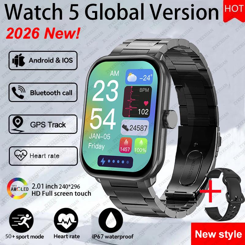 New Watch 5 Smart Watch Women AMOLED Screen Fitness Tracker Heart Rate ECG Waterproof GPS Track Call Smartwatch For iOS Android