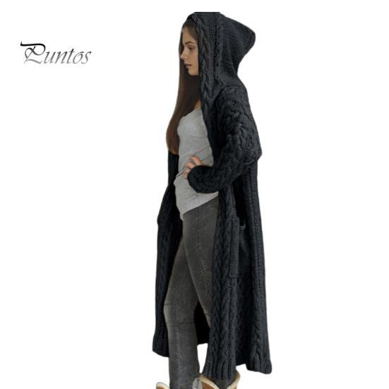 Jachetă de pulover pentru femei, cu buzunare, lungime mijlocie, tricotată cu glugă, textura răsucită, culoare uni, jachetă cu mânecă lungă, mărime, groasă, îmbrăcăminte exterioară zilnică pentru navetă