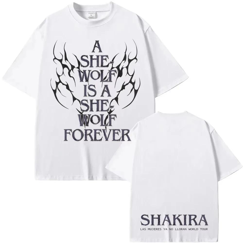 

LMYNL World Tour She Wolf Tee Summer Shakira s Same Style Tee-shirt Korean Style Round Neck High Quality Cotton Tops S