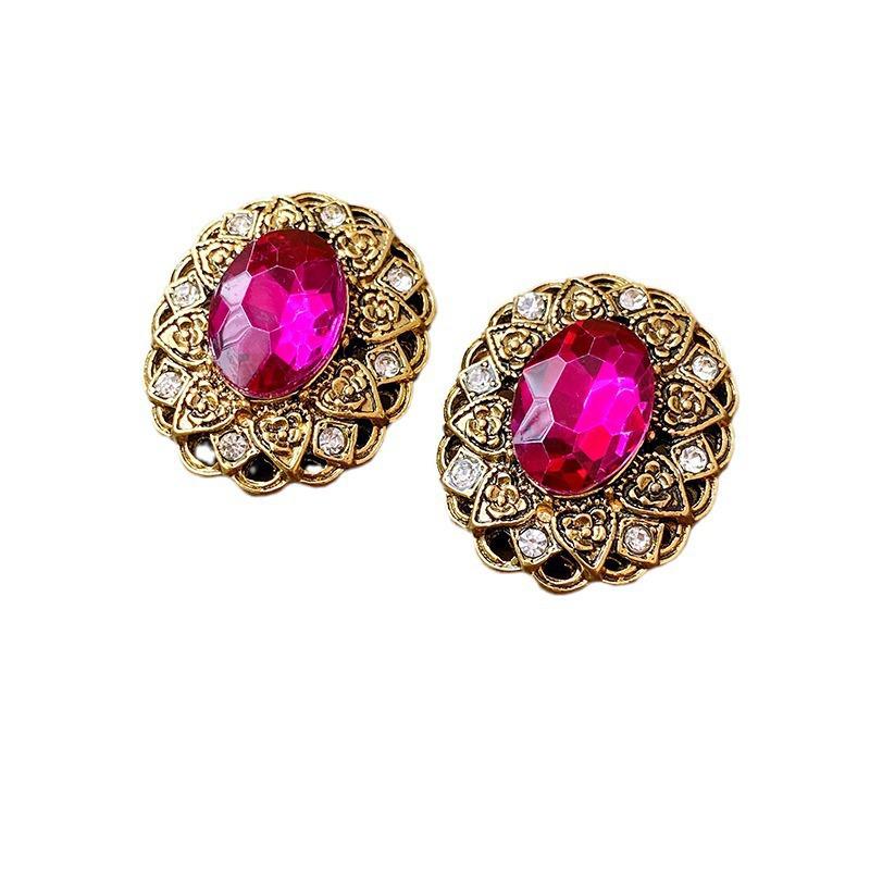 Vintage French-Style Silver Needle Earrings - Women's Elegant Studs with Retro Court Charm