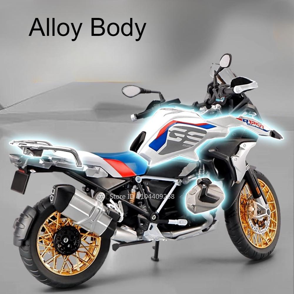 Large Size 1:9 R1250 GS RR1000 Motorcycle Model Toy Car Alloy Body Cool Light Shock Absorption Motorbike Models Ornaments Gifts