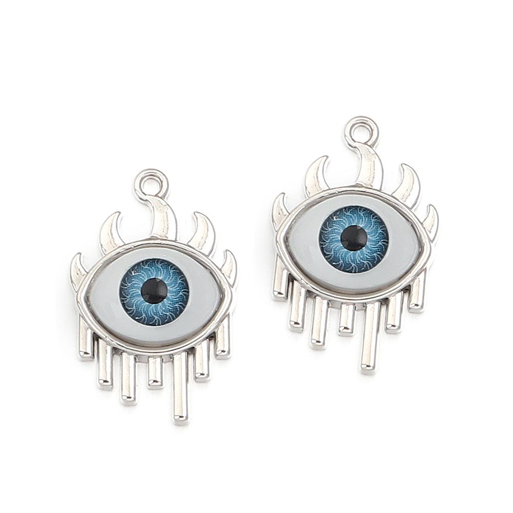 5 Stück/Los Legierung Böser Blick Anhänger Herz Stern Mond Auge Anhänger Für Schmuckherstellung DIY Halskettenanhänger Ohrringe Zubehör