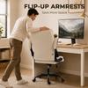 Office Chair, Ergonomic Desk Chair with Flip-up Armrest, Pocket Springs, Swivel Wheels, Adjustable Height, Beige