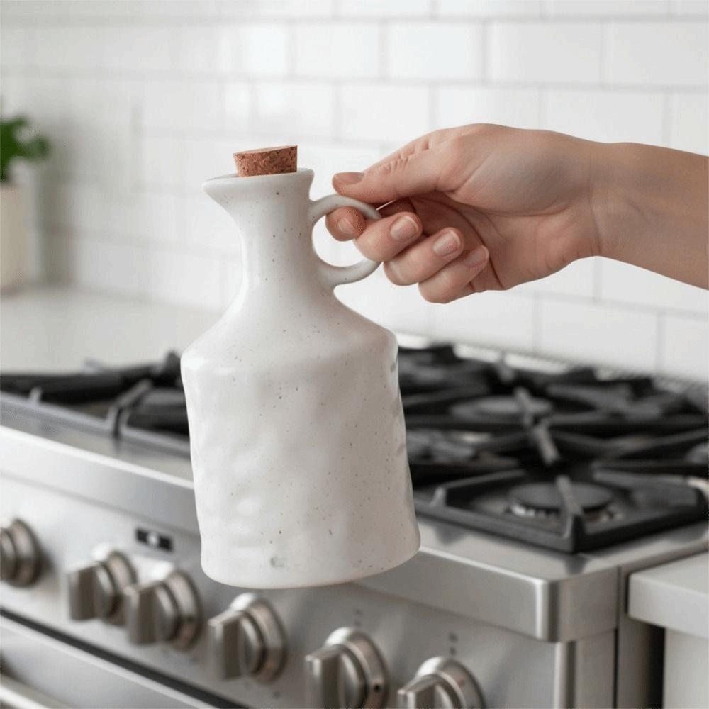 Ceramic Vinegar Pot Vintage Kitchen Seasoning Storage Jar Simple Soy Sauce Bottle Cooking