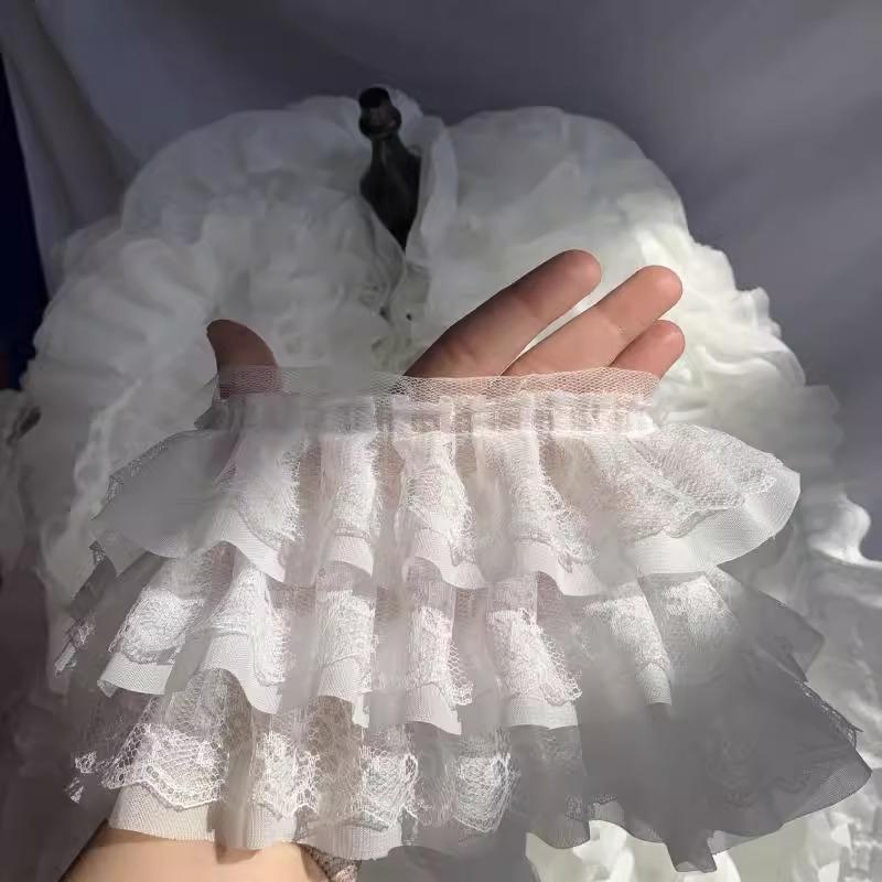 3-layer Lace Ruffle Trim 13cm Wide Mesh Fabric Lace for Lolita Dress Curtain Doll Clothes Sewing Deocr Accessories 3/5/10Meter