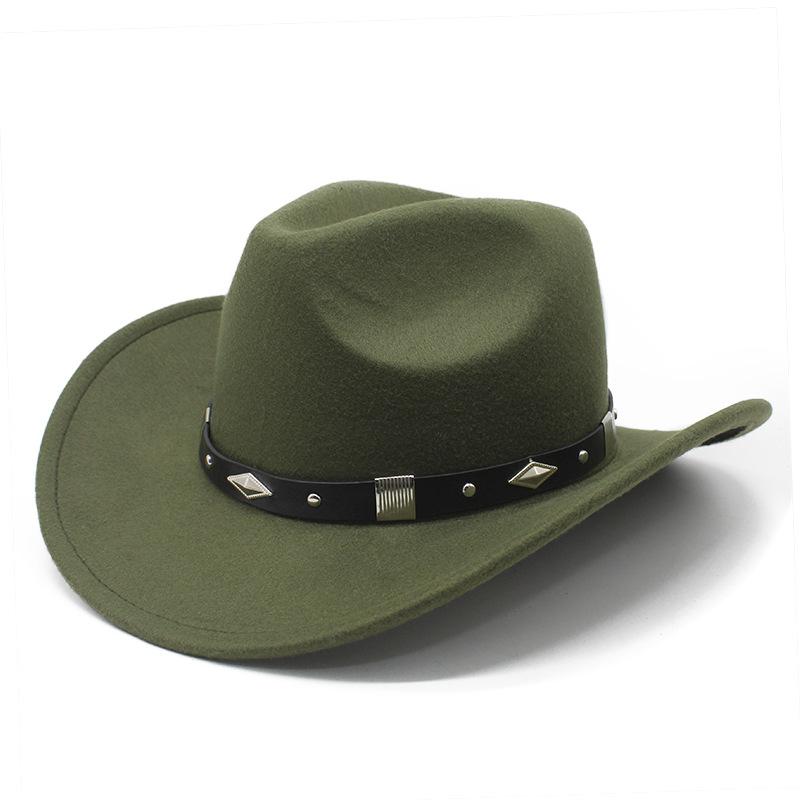 Spring Edge Cowboy Hat Western Wind Curved Edge Metal Accessories Top Hat Men'S And Women'S Hats