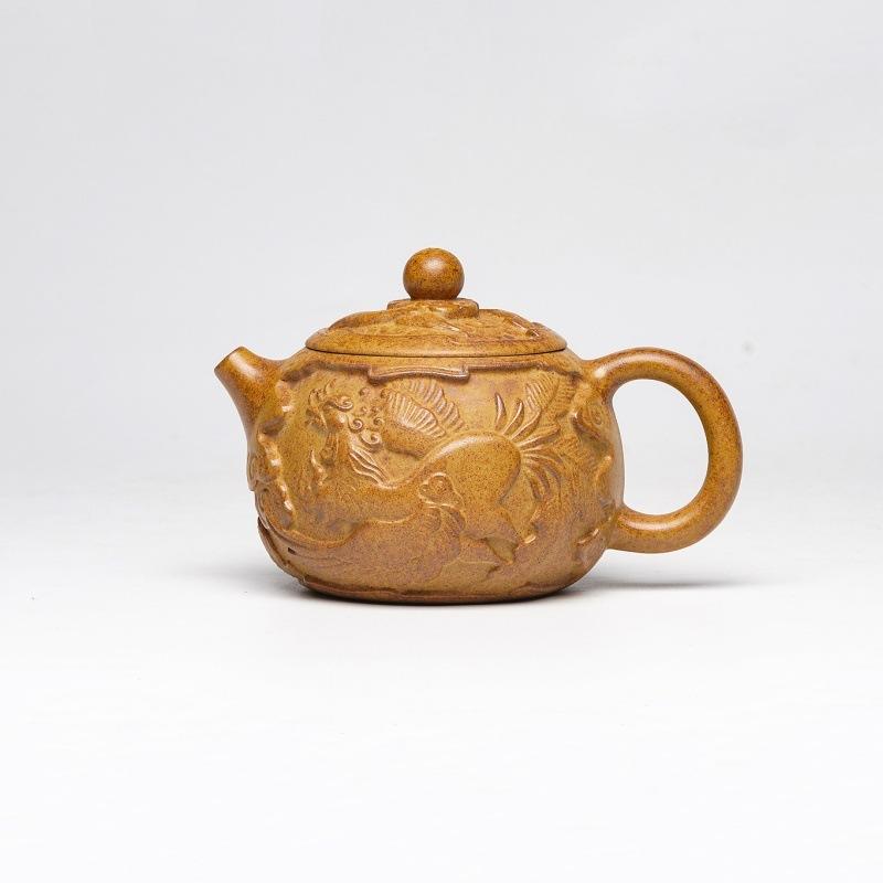 250ml Vintage Yixing Purple Clay Teapots Handmade Dragon Phoenix Pot Raw Ore Section Mud Kettle With Strainer Zisha Tea Set Gift