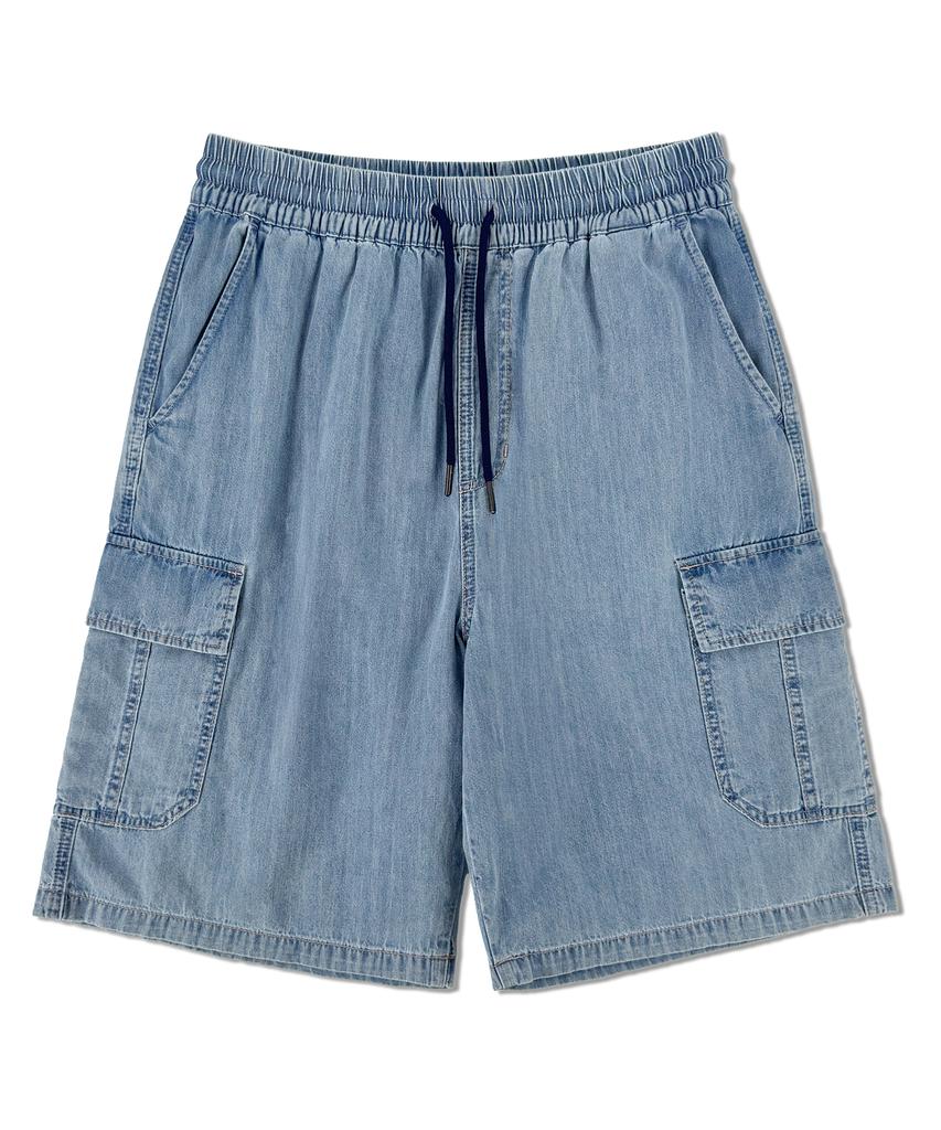 Eonoideu Slub Cargo Banding Bermuda Shorts Lp7Du477_Indigo
