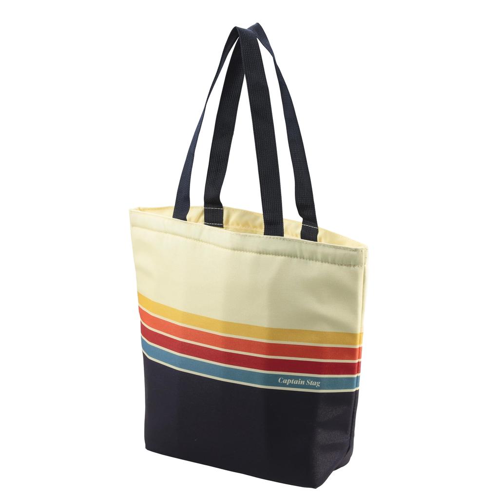 Captain Stag Insulated Cooler Tote Cooler 6L Drawstring Cream (CAPTAIN STAG) UE-677 Bag, Bag, Capacity, Closure, Yellow/Multi-Border