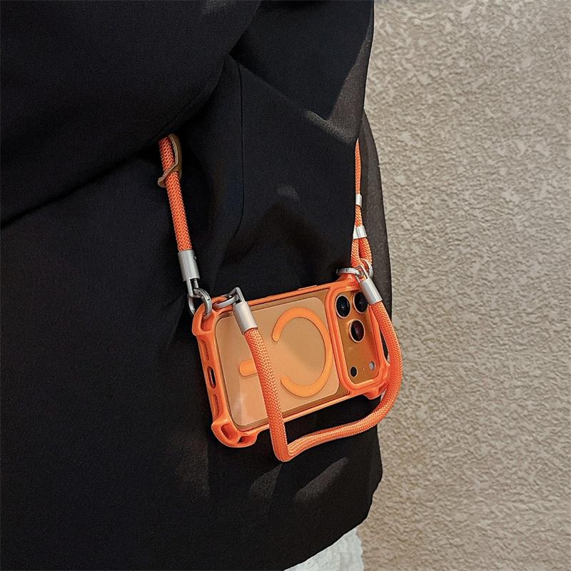 Crossbody Necklace Strap Lanyard Clear Magnetic Case For iPhone 17 16 14 15 12 13 Pro Max 16Plus 11 For Magsafe Shockproof Cover